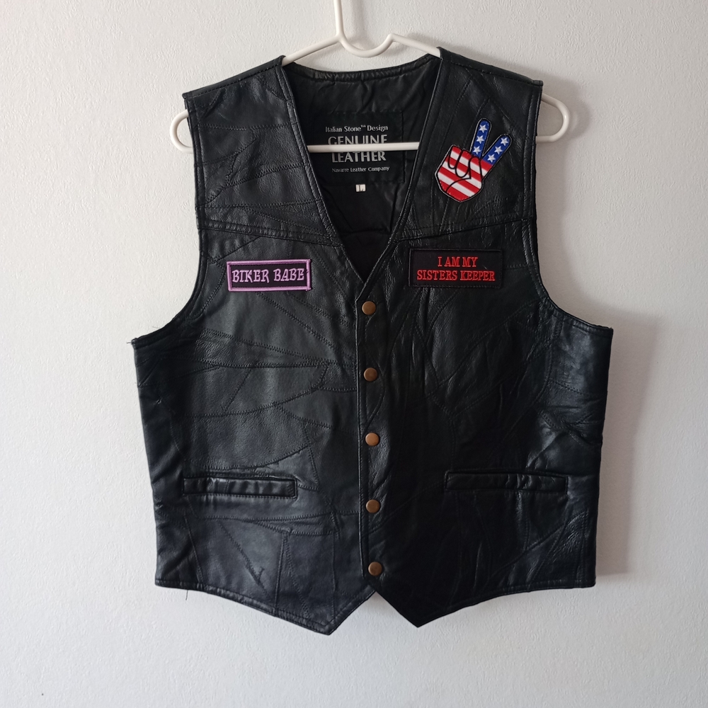 Italian Stone Design Genuine Leather Vest Navarre Leather Company Women's L